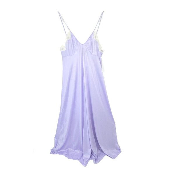 Vintage G'S lingerie Lace Maxi Lace Slip Dress Scoop Neck Nightgown Lavender - Picture 1 of 11